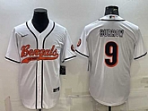 Men's Cincinnati Bengals #9 Joe Burrow White With Patch Cool Base Stitched Baseball Jersey,baseball caps,new era cap wholesale,wholesale hats